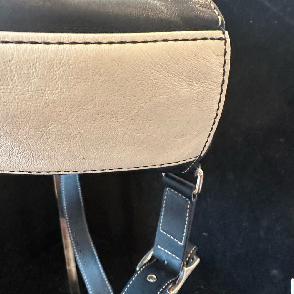 Coach Leather Drawstring Backpack with Contrast Trim - Navy  & Cream - Picture 9 of 16